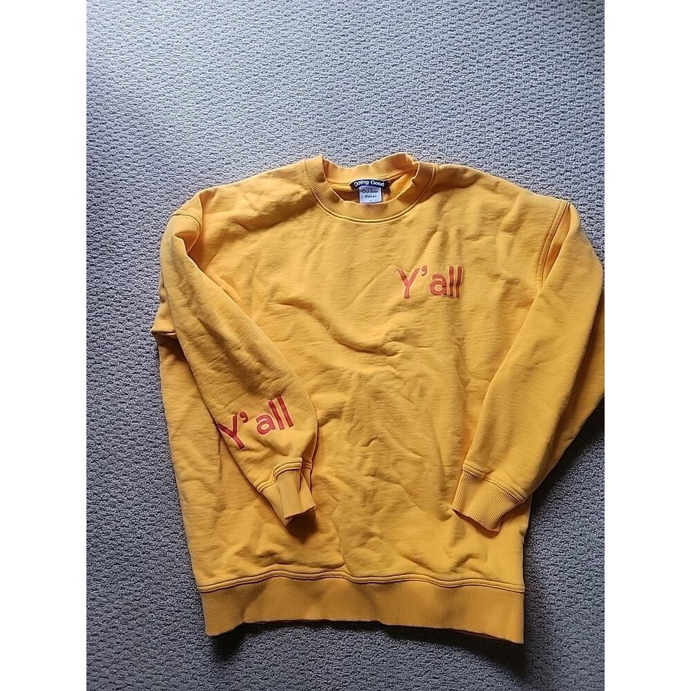 Outdoor Voices Sweatshirt Men S Yellow Y'all Crew Neck Doing Good Pullover Logo